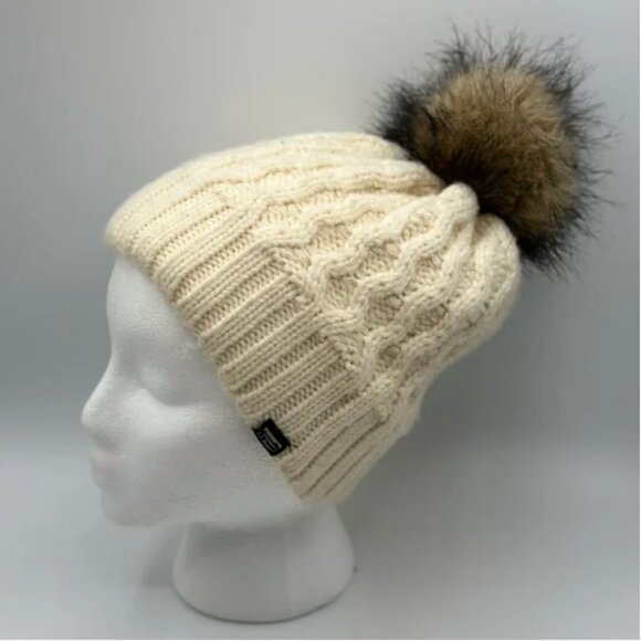 L.L. Bean Kids' Cozy Cable Knit Pom Hat Cream, OSFA - Picture 1 of 10